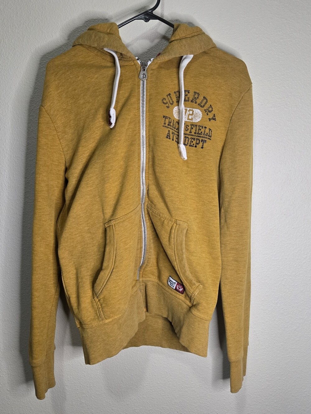 Superdry Men's Mustard Yellow Zip-Up Hoodie Sweatshirt